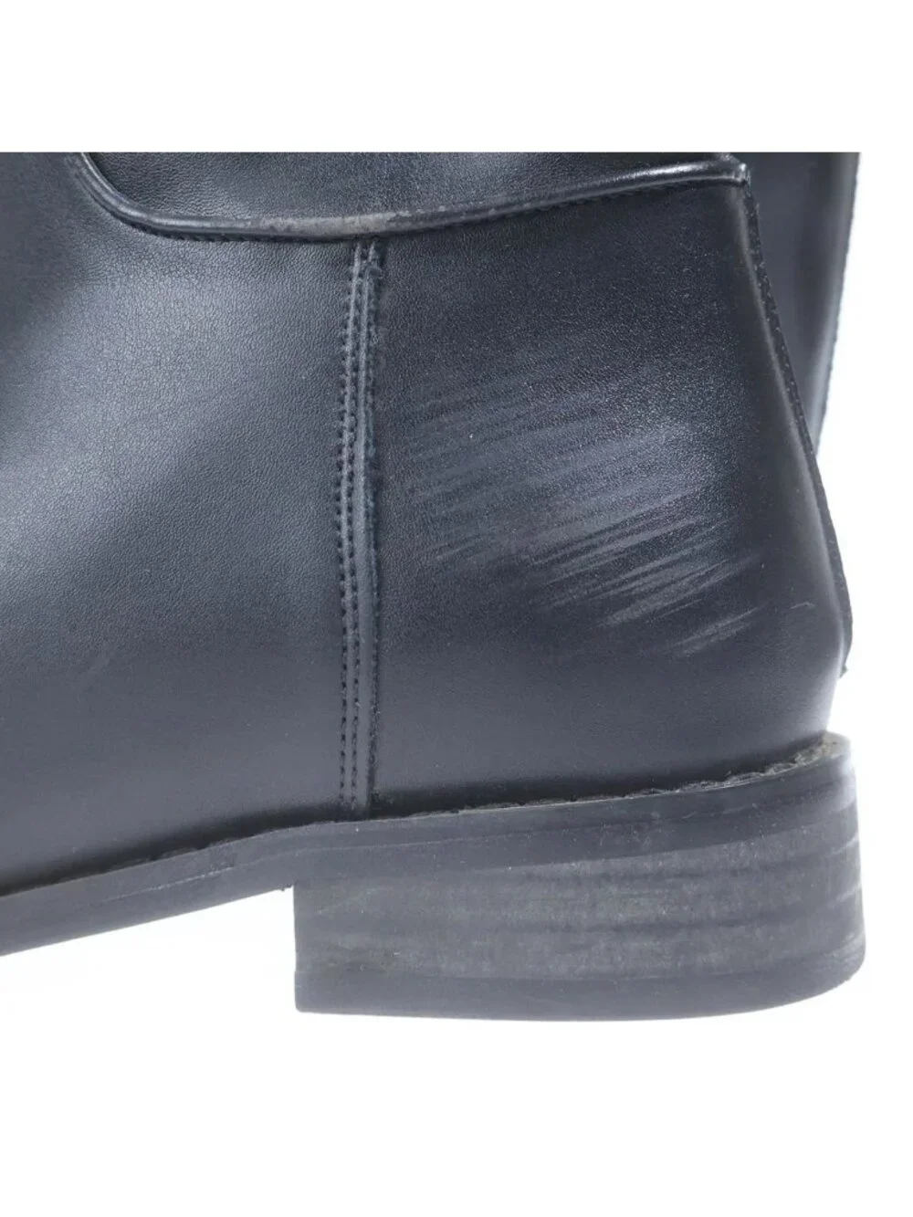 Chanel CC Logo Back Zip Leather Long Boots Black
